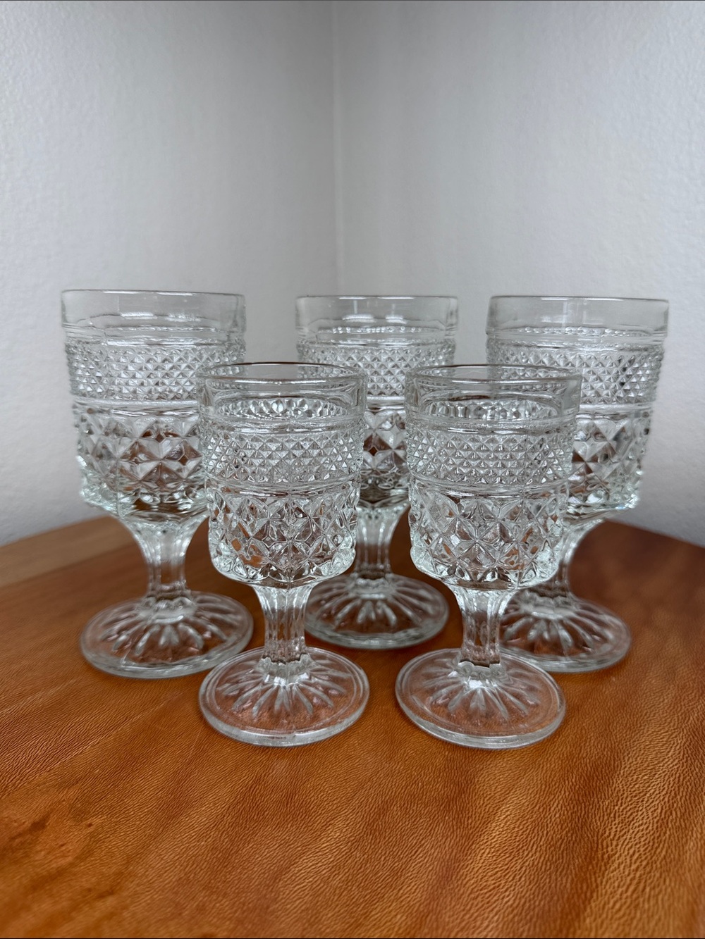 Anchor Hocking Wexford Goblets Two 4.5" Three 5.5” Clear Glassware
